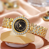 Montre à quartz pour femme, luxe, simple, vintage, style romain, sertie de diamants, avec bracelet en alliage