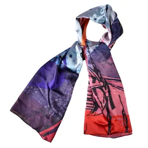 super soft Chiffon Shawls christmas custom printing for women luxury silk ladies scarf and pashmina