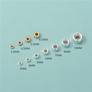 3mm-10mm 925 스털링 실버 금도금 원형 스페이서 비드 휠 비즈 팔찌 목걸이 보석 만들기 키트 - Product Image 2