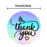 Etiquetas Adhesivas Holográficas de 2.5cm (1 Pulgada) Económicas, Impresas en Serigrafía, Personalizadas, de Agradecimiento, Resistentes al Agua, para Regalos y Negocios