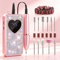 Machine à ongles rechargeable Bling 45000 tr/min, écran LCD avec strass en forme de cœur, perceuse à ongles électrique sans fil