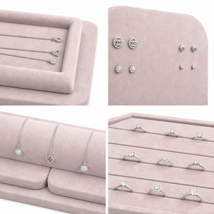 Zebopak Pink Velvet Jewelry Display Tray Wholesale Set with <b>Necklace</b> Bust Earring Board <b>Ring</b> Tray Bracelet Holder Factory - Product Image 3