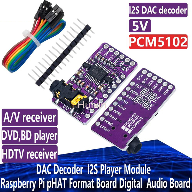 Hot GY-PCM5102 PCM5102A I2S DAC HiFi Audio Board, 32-bit/384kHz For Raspberry Pi PHAT, DIY Sound Card Module
