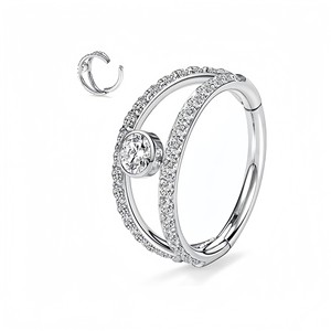 Anneau de nez en acier inoxydable avec zircone, design à deux sangles, pour piercing, bijou cadeau - Product Image 4