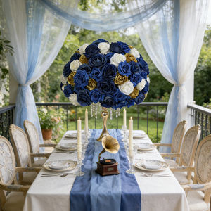 Bola de Flores de Rosa Artificial de Seda Hecha a Mano, Alta Simulación, Decoraciones Realistas para Mesa, para Bodas y Navidad - Product Image 1