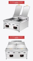Machine à raviolis commerciale à gaz GPL, friteuse à pains frits, 2 poêles, machine à cuire la viande et les raviolis à la vapeur, grill à Gyoza en stock