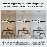 Suspension LED moderne à ligne ondulée, corps en aluminium, intensité variable, commande vocale Tmall Wizard, haute luminosité 98W, pour îlot de cuisine