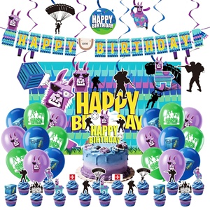 Décorations de fête d'<span class=keywords><strong>anniversaire</strong></span> sur le thème de <span class=keywords><strong>Fortnite</strong></span> pour une ambiance festive et une mise en scène optimale, inspirées des meilleures ventes de jeux vidéo en papier sur le thème de l'alpaga. - Product Image 4