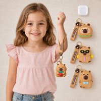 Étui pour écouteurs mini portable en silicone imperméable avec fermeture éclair, motif dessin animé mignon, pochette de poignet pour enfants, porte-monnaie, cadeau promotionnel