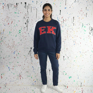EK BLUE Sweat à capuche en polaire pour homme, 100% coton, style vintage, col large, broderie appliquée, URBAN PRODUCTIONS - Product Image 1