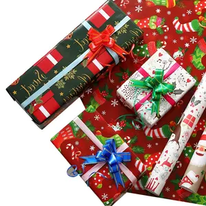 Оптовая продажа, праздничная упаковочная бумага для подарков, Заводская изготовленная на заказ упаковочная бумага для новогодних и рождественских подарков, рулон