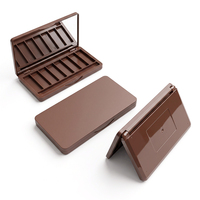 Palette à paupières vide en plastique brun brillant personnalisée avec miroir intégré, boîte à maquillage rectangulaire portable avec logo personnalisé