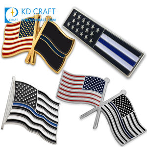 Toptan özel tasarım Metal emaye ülke amerikan bayrağı abd yaka Pin rozeti dostluk ulusal ince mavi çizgi bayrak Pin - Product Image 1