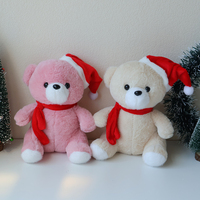 Ours en peluche de Noël avec bonnet de Père Noël, poupée ours en peluche, cadeau d'anniversaire, animaux en peluche en gros