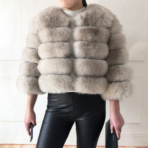 Veste Courte en Fourrure Naturelle de Renard de Luxe Grande Taille pour <span class=keywords><strong>Femme</strong></span> Hiver, Vente en Gros - Product Image 6