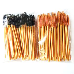 Renkli plastik değnek altın saplı yüksek kaliteli silikon sentetik toptan profesyonel özel altın mini maskara fırçası - Product Image 1