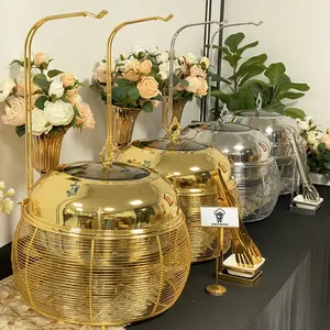 Recipiente para Calentar Comida de Acero Inoxidable de 9L, Clásico y de Lujo, con Soporte, para Catering y Buffet en Hoteles Modernos - Product Image 2