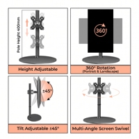 Support de bureau VESA robuste à base ovale de 32 mm pour moniteur de 14 à 32 pouces, capacité de 8,5 kg, vente en gros
