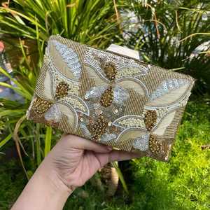 Pochette de Soirée de Luxe Nouvelle Conception Broderie Femme Mariage Fête Bijoux de Mariée Sac à Main Léger Carré Moderne Tissu Perles - Product Image 1
