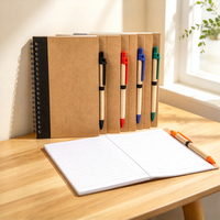 Carnet à spirale personnalisé en papier kraft, format A5/B6, avec couverture modulable, écologique, et stylo inclus – Papeterie