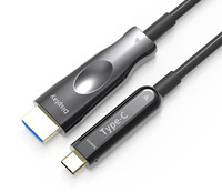 Cable USB C a HDMI 4K 60Hz, Cable de Fibra Óptica Activa Tipo C a HDMI para Monitor, HDTV, Proyector
