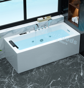 Sannce — baignoire rectangulaire 59 pouces pour salle de bain, <span class=keywords><strong>douche</strong></span> à tremper <span class=keywords><strong>verticale</strong></span> en acrylique, pour deux personnes - Product Image 2