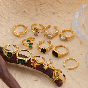 Anillo de Eternidad con Perlas, Estilo Vintage, Colorido y Moderno, para Boda, Verano 2025, Chapado en Oro de 18K, Acero Inoxidable - Product Image 3