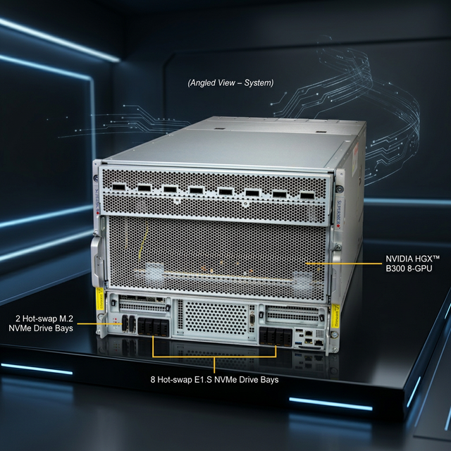 SYS-822GS-NB3RT 8U Rackmount AI GPU SuperServer Support HGX B300 8-GPU 800G Network for LLM Generative AI HPC Computing