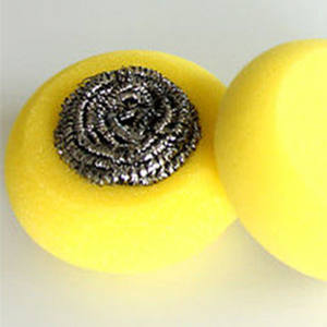 जिद्दी दाग के दाग और आसान पकड़ की सफाई के लिए टिकाऊ स्टेनलेस स्टील फोम स्क्रबर - Product Image 1