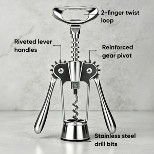 Wholesale Modern Zinc Alloy Wine Uncorking Device Heavy Duty Grape Bottle Lifter Labor Saving Reusable Manual Cork <b>Puller</b> - Product Image 5