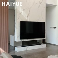 Meuble mural TV moderne personnalisé HAIYUE, panneau de fond TV en marbre avec armoire murale décorative pour salon