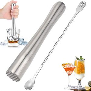 Moulin à glace en acier inoxydable en gros, cuillère à cocktail à long manche, pilon à fruits et citrons pour la maison, accessoires de bar - Product Image 1