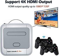 Konsol Super x-pro, konsol Video Game dengan kartu SD, 30,000 + Game bawaan, dengan 2 gamepad nirkabel, konsol Game untuk TV 4K