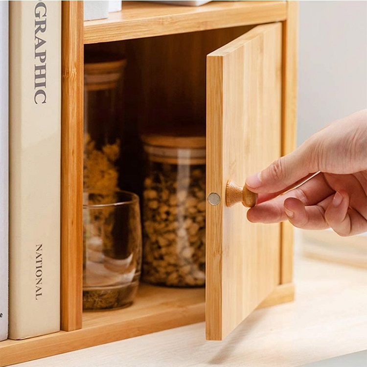 Natural bamboo Desktop Bookshelf Display Storage stand multifunction Book shelves organizers for office and home