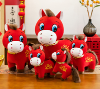 Peluche Cheval Douce en Velours et Coton PP, Mascotte du Zodiaque, Cadeau Adorable pour le Nouvel An, Enfants et Adultes, Vente en Gros, Personnalisable
