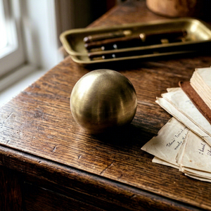 Handcrafted Brass Round Decorative Sphere Rustic Tabletop <b>Paperweight</b> – Functional and Decorative Accessory for Home - Product Image 1