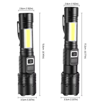 Lampe torche LED portable de camping à focalisation réglable avec clip magnétique, lampe torche COB rechargeable pour activités nocturnes en extérieur