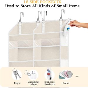 Organisateur suspendu pour porte, 12 compartiments, couleur crème, pour rangement dans le placard, la cuisine ou derrière la porte - Product Image 5