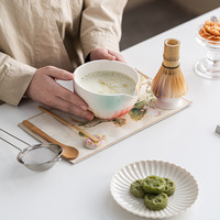 Ensemble de 8 outils pour matcha en céramique japonaise Astief avec logo personnalisable, bol à thé, fouet, support, pour usage domestique, kits de bols à matcha gravés