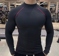 T-shirt de compression à col montant et manches longues pour homme, personnalisé, séchage rapide, couche de base élastique pour la gym, la course, le fitness et l'entraînement sportif