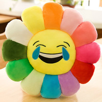 Coussin en peluche tournesol coloré en gros, rembourrage en coton PP, logo personnalisable pour chaise de bureau, support lombaire pour étudiant, cadeau