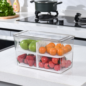 Refrigerator <b>Storage</b> Box Transparent PET With Lid And Handle <b>For</b> Fruit Vegetable <b>Storage</b> <b>Kitchen</b> Organizing Container - Product Image 4