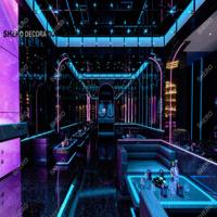 Design d'intérieur de boîte de nuit de luxe, comptoir de bar personnalisé, éclairage LED, cabine DJ, ensemble de meubles de bar pour événements festifs