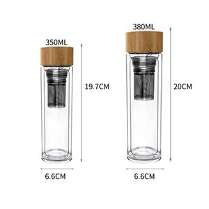 Bouteille d'eau en verre à double paroi de 500 ml sans BPA avec infuseur à thé et couvercle filtrant, anti-fuite, qualité alimentaire - Product Image 5
