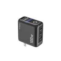 Chargeur GaN 100W 2C1A, chargeur USB C rapide 3 ports avec écran intelligent et commande tactile, chargeur mural PD 100W QC3.0 65W pour ordinateurs portables