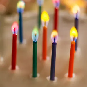 Bougies de gâteau d'anniversaire bougies de joyeux anniversaire avec flammes colorées 12 points