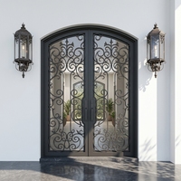 Portes en fer forgé simples personnalisées, doubles, extérieures et fenêtres, Mexique