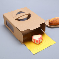 Boîte à gâteau en carton ondulé kraft brun écologique en gros avec fenêtre transparente et poignée de transport