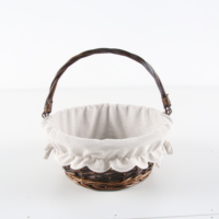 Panier cadeau en osier tressé avec poignée, doublure en coton amovible, panier de rangement rond en osier pour fruits, pique-nique, emballage cadeau de mariage