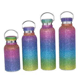 750ml Diamond Water Bottle Rhinestone tumbler Bling Cup Vacuum Flask Diamond Glitter Thermoses for Women Water Bottle
